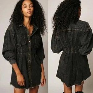 Free People Black Female Alpha Mini Dress